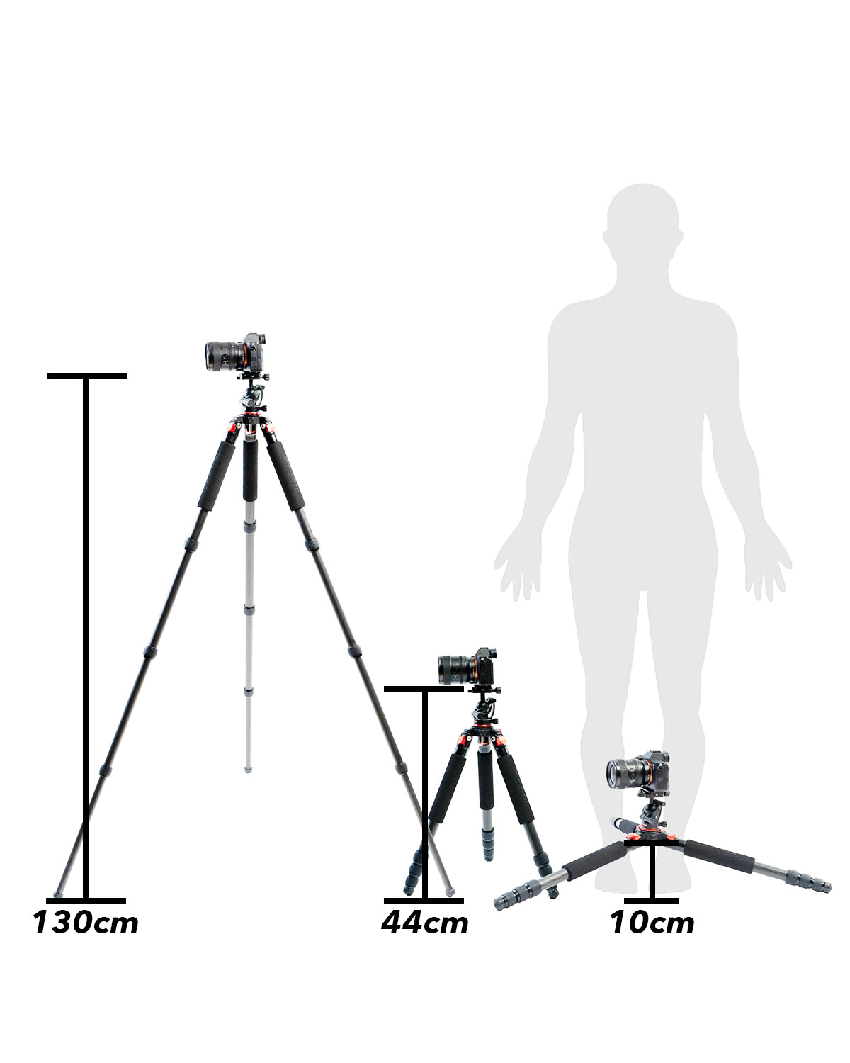 #jaworskyj Carbon Stativ Set 130 cm inkl. Kugelkopf, Bildband & Reinigungsset